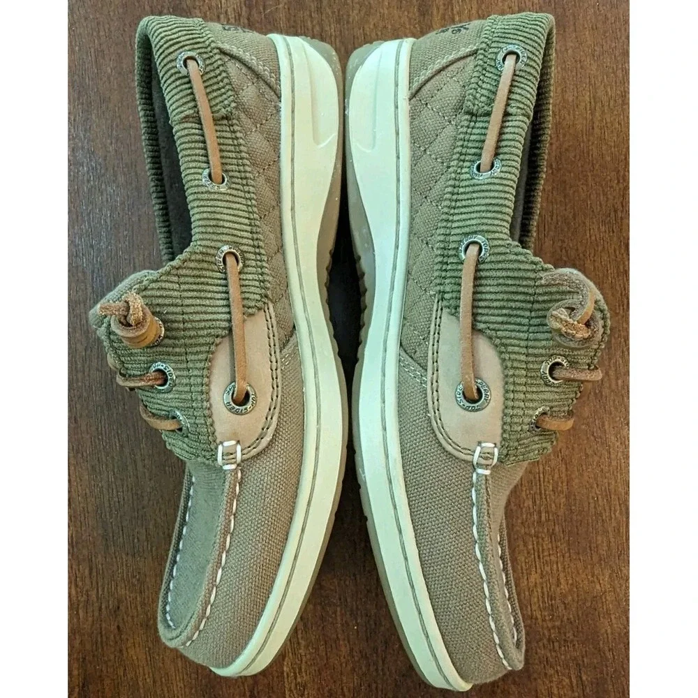 Sperry Top Sider Shoes Womens 5 M Boat Corduroy Brown Canvas Low Top STS90251
